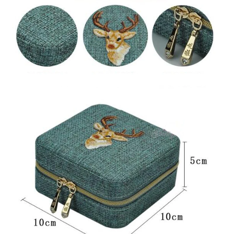 

Jewelry Box Lipstick Storage Case Organizer Earring Holder Zipper Women Jewelry Display Embroidery Travel Case Valentine's Day