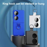 for huawei p50 pocket skin feeling oil injection flip phone case with finger ring hard pc folding screen protection back cover