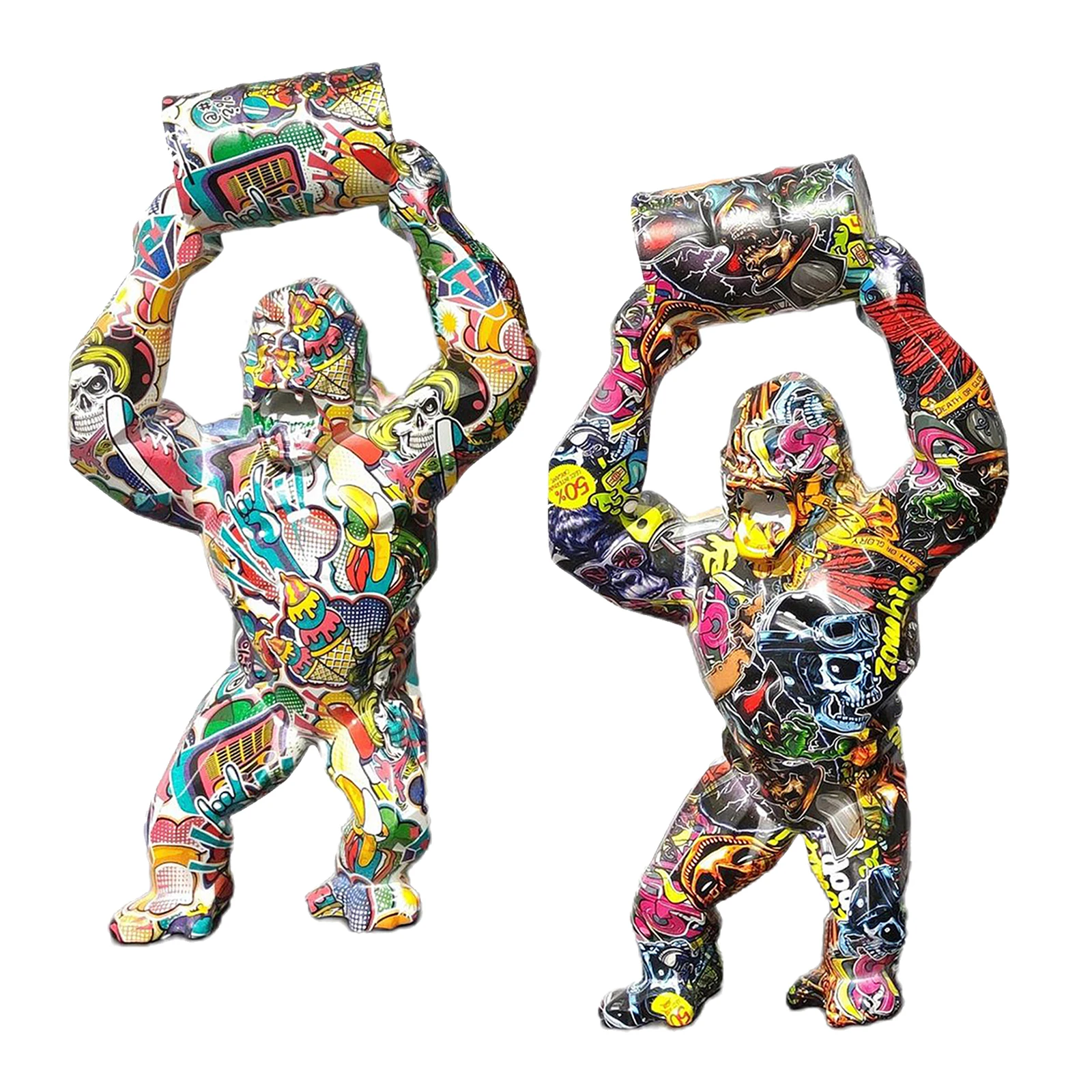 

Graffiti Gorilla Art Sculpture Orangutan Figurines Resin Craft Animal Statue Living Room Ornaments Bedroom Home Decor