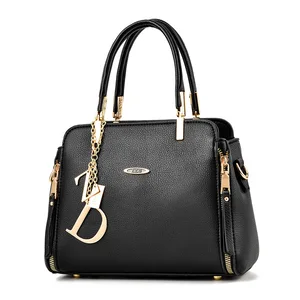 Women Bag Vintage Handbag Casual Tote Fashion Women Messenger Bags Shoulder Top-Handle Purse Wallet Leather 2020 Black