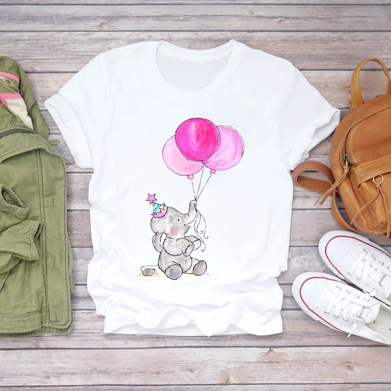 

Women 2020 Cartoon Squad Funny Cute Sweet Elephant Ladies Graphic Female Tee T-Shirt Lady T-shirts Top Womens T Shirt
