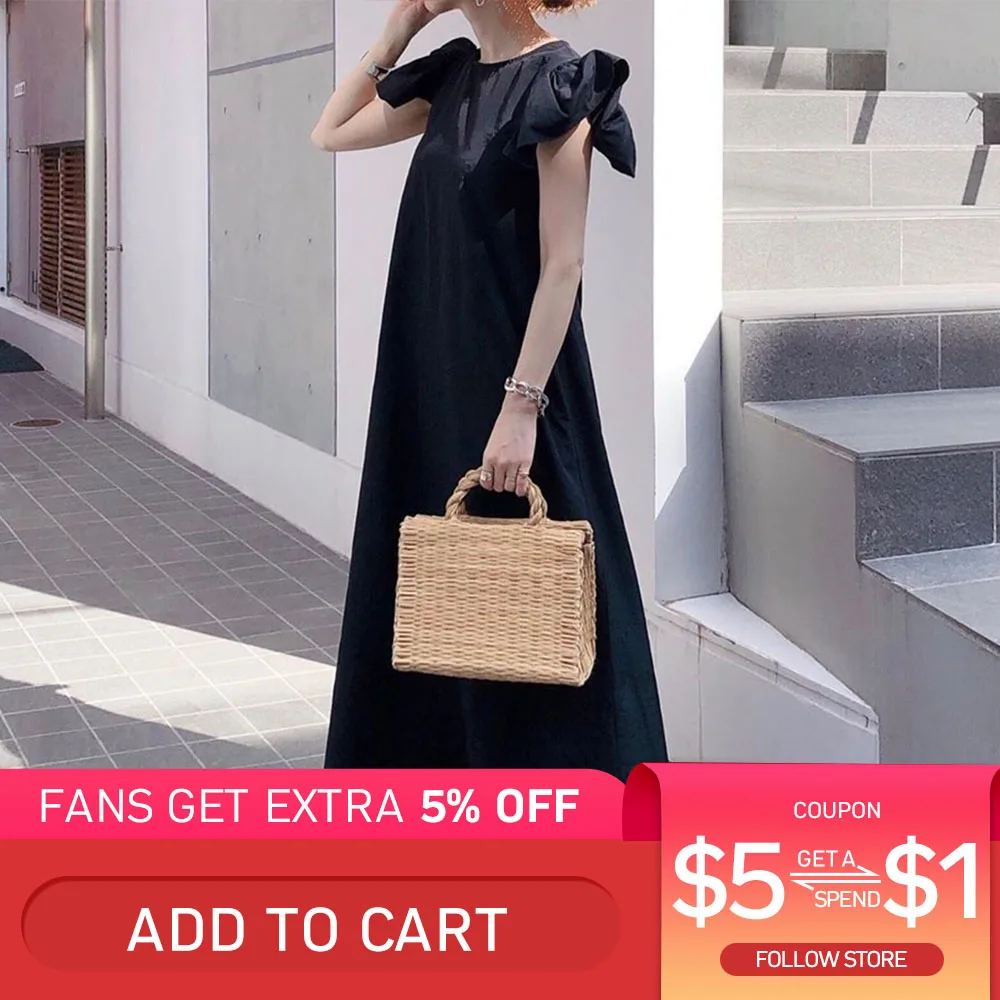 Женское длинное платье с оборками повседневное ТРАПЕЦИЕВИДНОЕ черное пуловер в