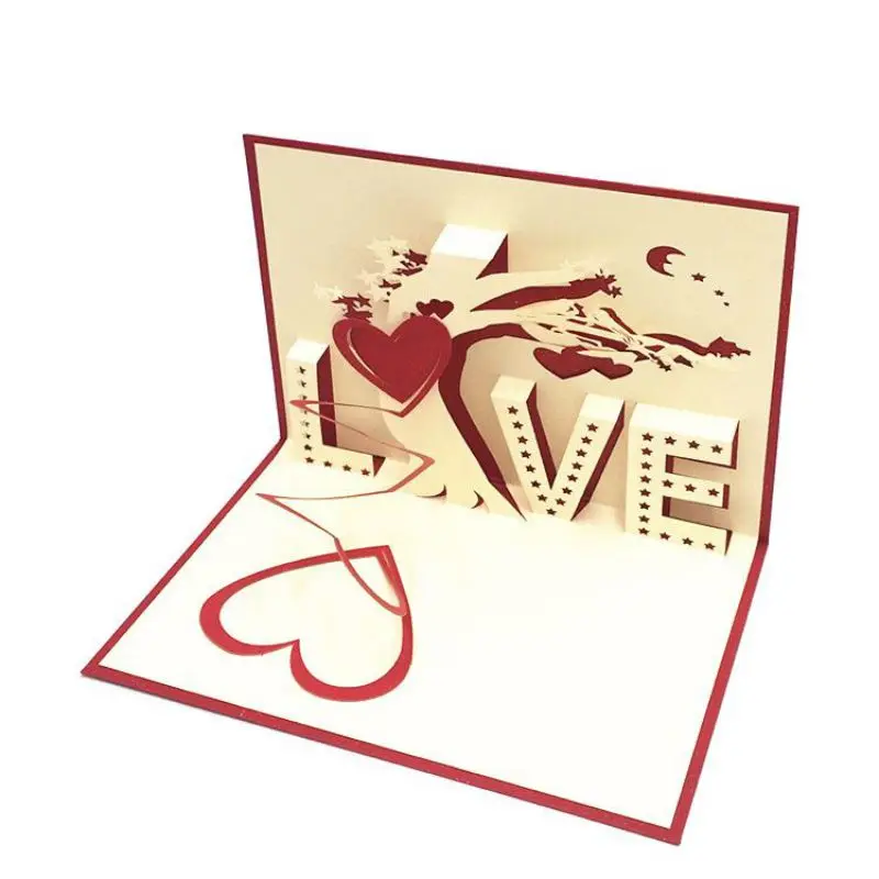 3D Любовь всплывающие карты с конвертом наклейка Лазерная резка приглашения