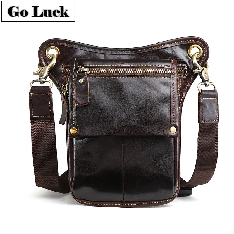 Бренд GO-LUCK, натуральная кожа, на ногу, на бедро, на талию, Fanny Gun Pack, мужская сумка через плечо, мужские сумки-мессенджеры, чехол для сотового телефона
