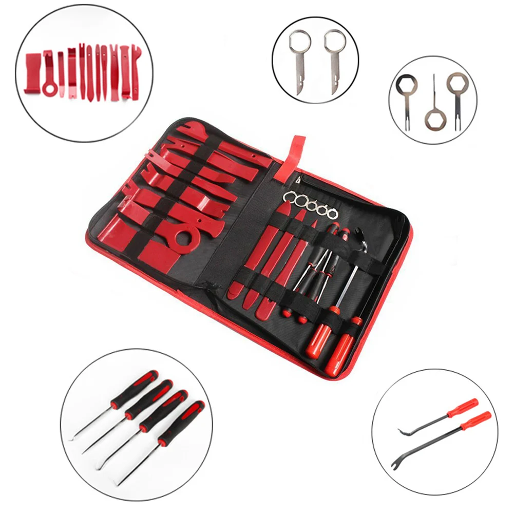

22pcs/set Pouch Trim Molding Repair Fastener Interior DIY Removal Tool Set Door Panel Auto Disassembling Car Audio Release Pry