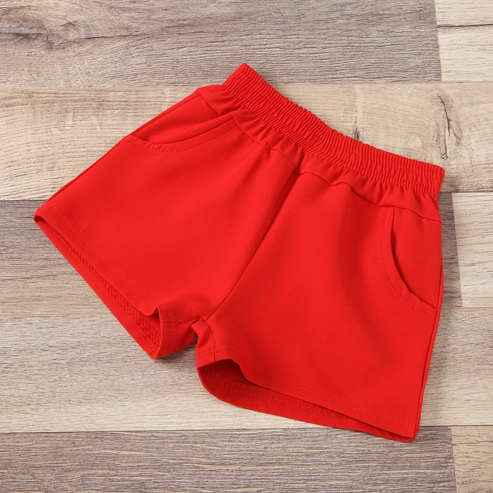 

Kid's Two Piece Shorts Set, Round Neck Heart Printed Sleeveless Tops Elastic Head Short Pants