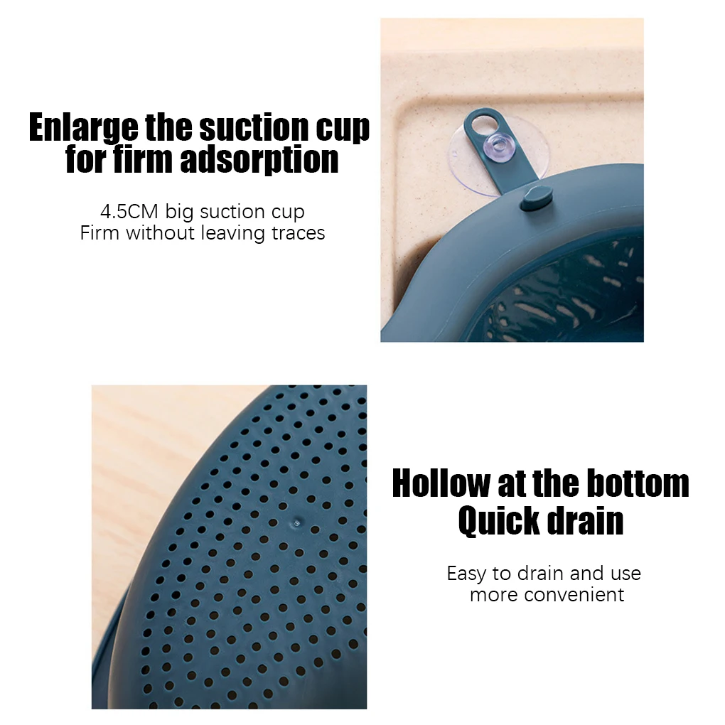 

Kitchen Vegetable Fruit Drainer Basket Storage Tools Triangular Sink Strainer Drain Suction Cup Sponge Rack Sink Filter Shelf