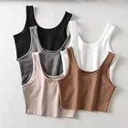 Топ женский хлопковый трикотажный без рукавов, с U-образным вырезом