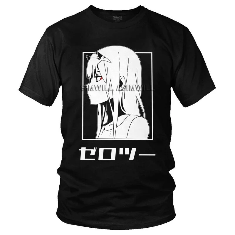 

Футболка мужская хлопковая с принтом манга Zero Two, модная рубашка с коротким рукавом, топ в Franxx