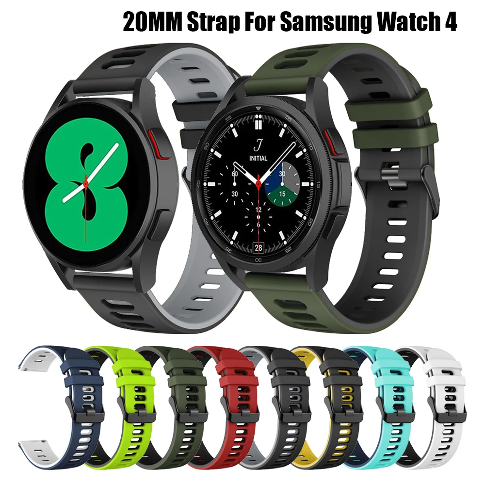 

20mm Silicone Strap For Samsung galaxy watch 4 5 40mm 44mm Smart watch band for Samsung Watch5 Pro 45MM/Huawei GT3 42mm Bracelet