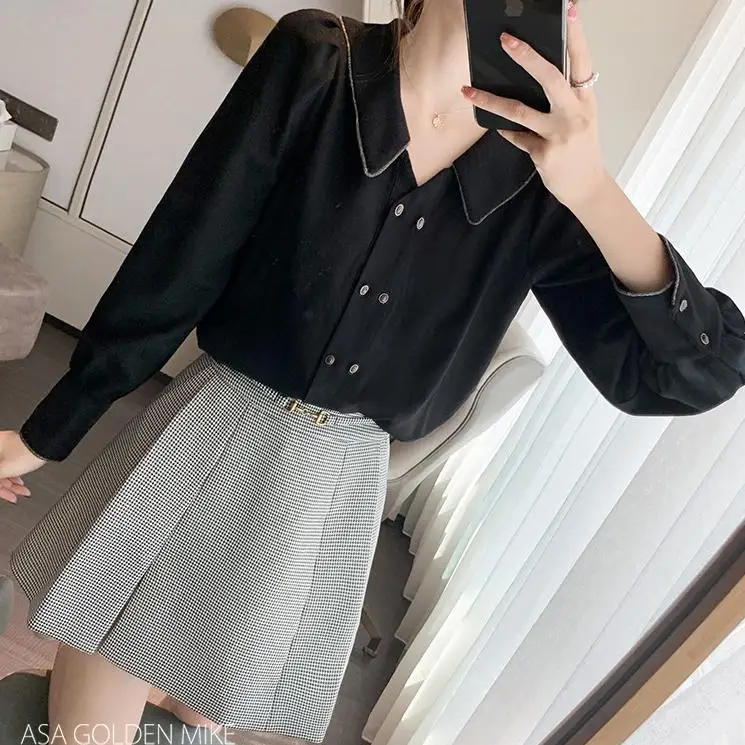 

Lauri Laki New Black Chiffon Blouse Women Elegant Office Lady Shirts Mujer Vintage Formal Plus Size Blouse Autumn 2020 Tops