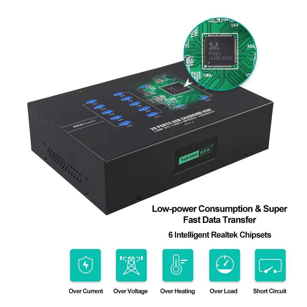 Sipolar a 213P промышленный класс 20 портовый USB концентратор 3 0 с функцией зарядки
