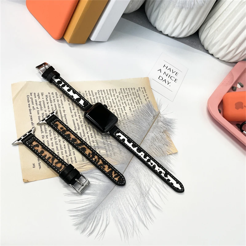 Тонкий кожаный ремешок из твида для Apple Watch Band 41 мм 45 42 38 40 44 стильный браслет iWatch