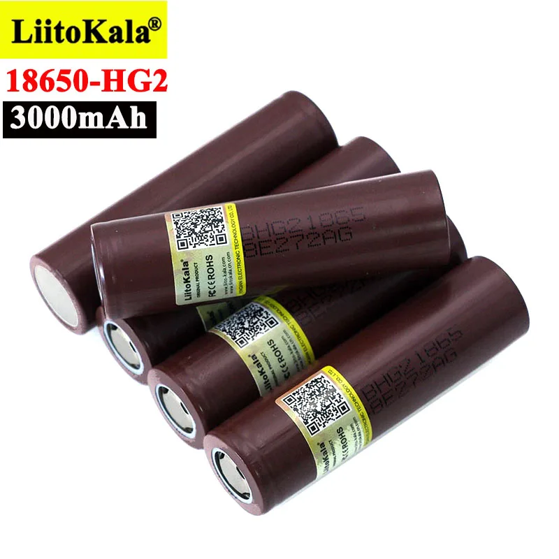 

Liitokala 100% New HG2 18650 3000mAh Rechargeable battery 18650HG2 3.6V discharge 20A Max 35A Power batteries