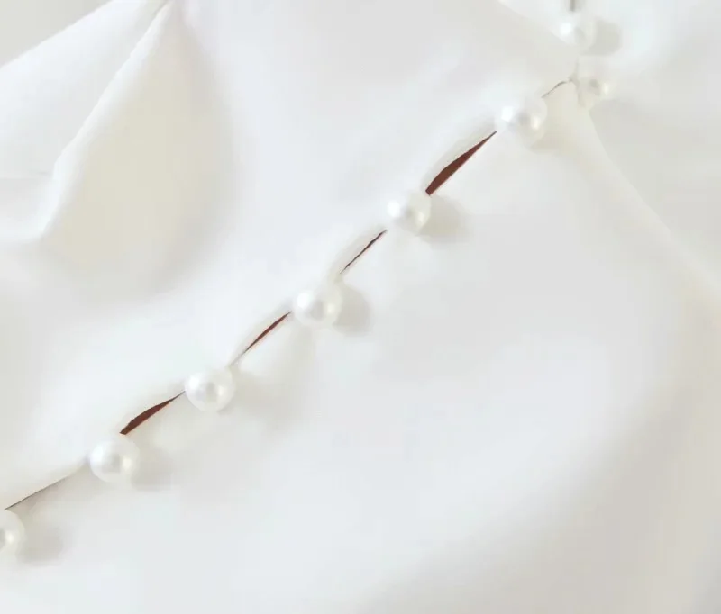 

2021 Women Buttons Decoration Casual White Poplin Blouse Office Lady Long Sleeve Shirts Chic Blusas Tops