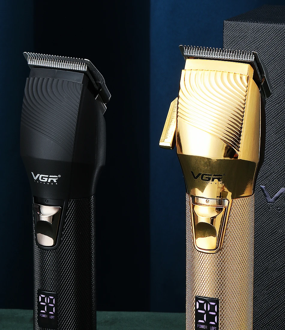 

VGR Shaving Barber Electric Digital Display Oil Head Push Scissors Metal Pusher Rechargeable Hair Clipper V-280