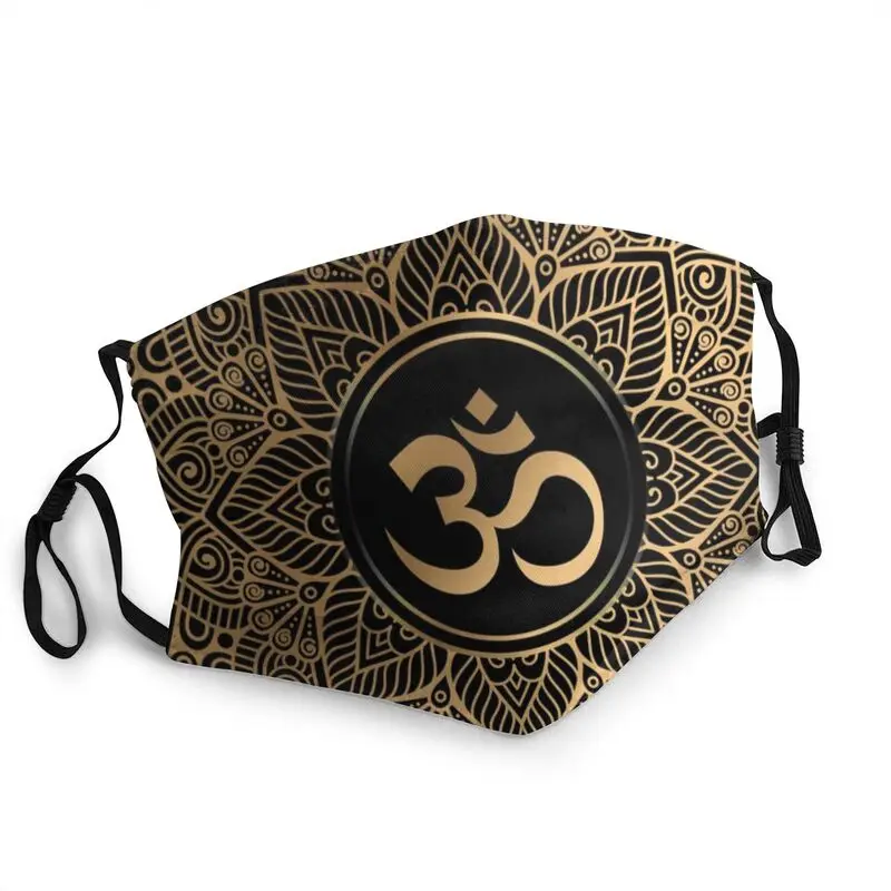 

Golden Mandala Funny Mask Anti Dust Gold Golden Mandala Om Yoga Aum Ohm Henna Face Mask Protection Cover Respirator Mouth Muffle