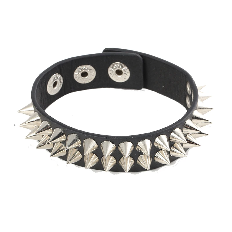 

JUNWEI Riveting Nail Men's, Black Leather Bracelet Punk Style Men's Bracelet Jewelry Bracelets for Men