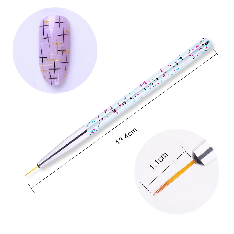 3 Pcs/Set Liner Brush Nail Accessories Drawing UV Gel Pen Painting Glittering Colorful Sequins Clear Handle Art Tools | Красота и