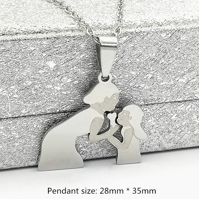 Простое Ожерелье из нержавеющей стали подвеска для мамы и дочки Очаровательное