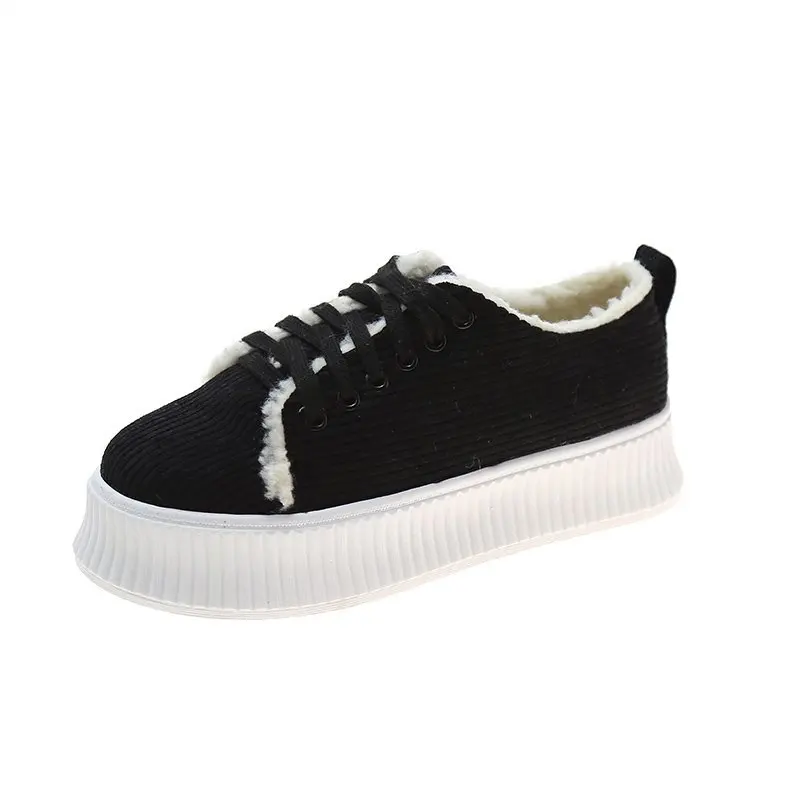 

2020 Korean Fashion Woman Shoes Women Winter Warm Round Head Lace-up Mouth Fashion Leisure Comfortable Loafers
