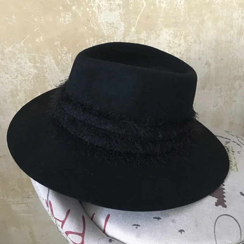 Новинка 2019 Мягкая шерстяная фетровая шляпа с широкими полями мягкая теплая