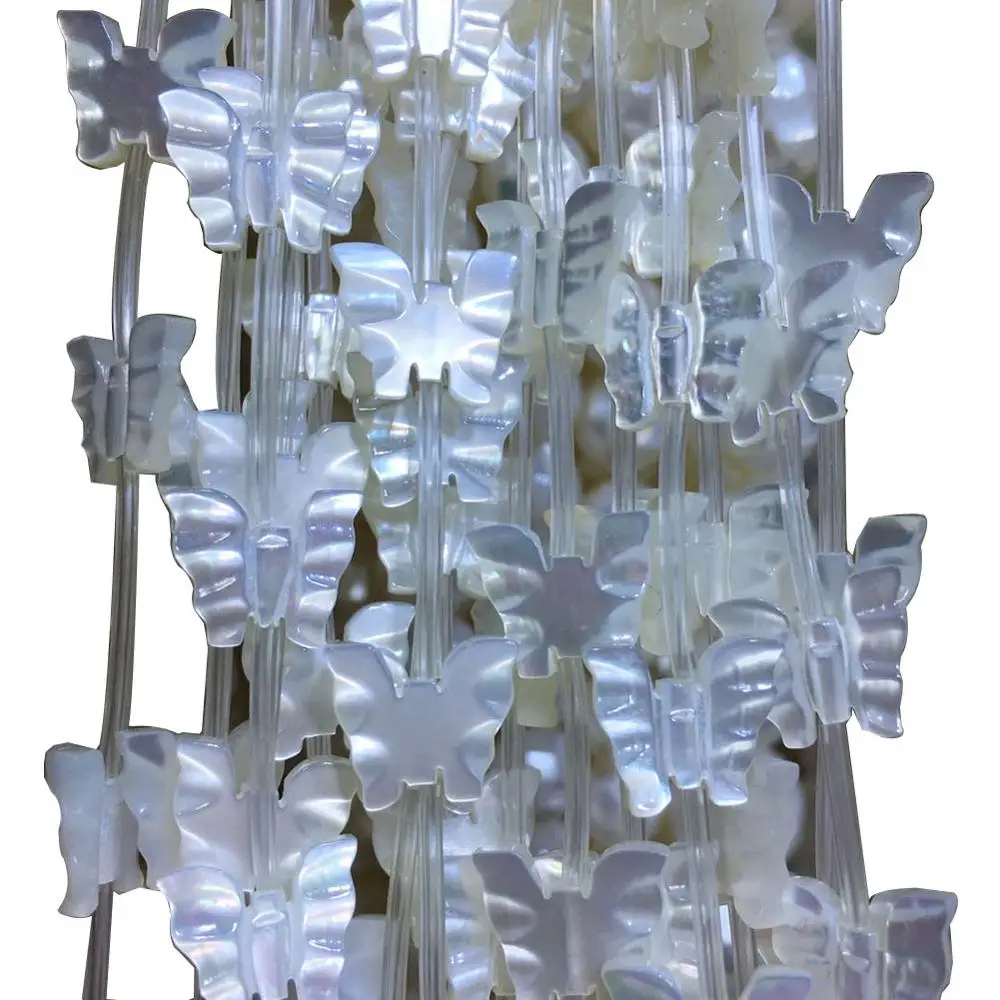 

Free shipping jewelry 10x12mm White Mother of pearl Shell Butterfly Loose Beads 15pcs G9030
