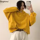 Для женщин с капюшоном и большим зимняя одежда с ворсом, на мальчиков и девочек, теплые кофты с капюшоном с высоким, плотно облегающим шею воротником с нашивкой в виде надписи 