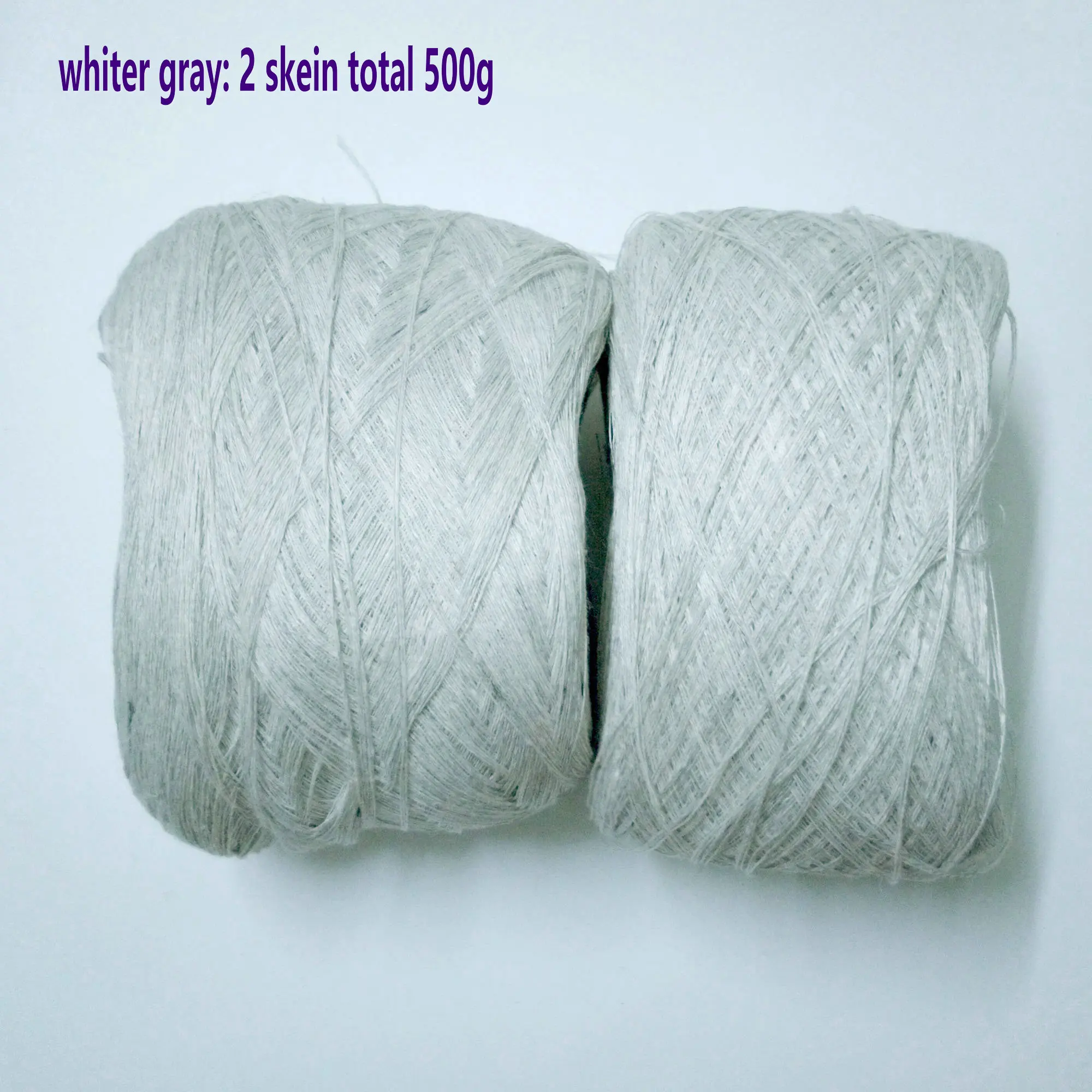 whiter gray 500g 500 грамм чистой льняной пряжи 3 слоя DIY вязание крючком и вязание белый синий натуральный цвет на продажу - Цвет: whiter gray 500g