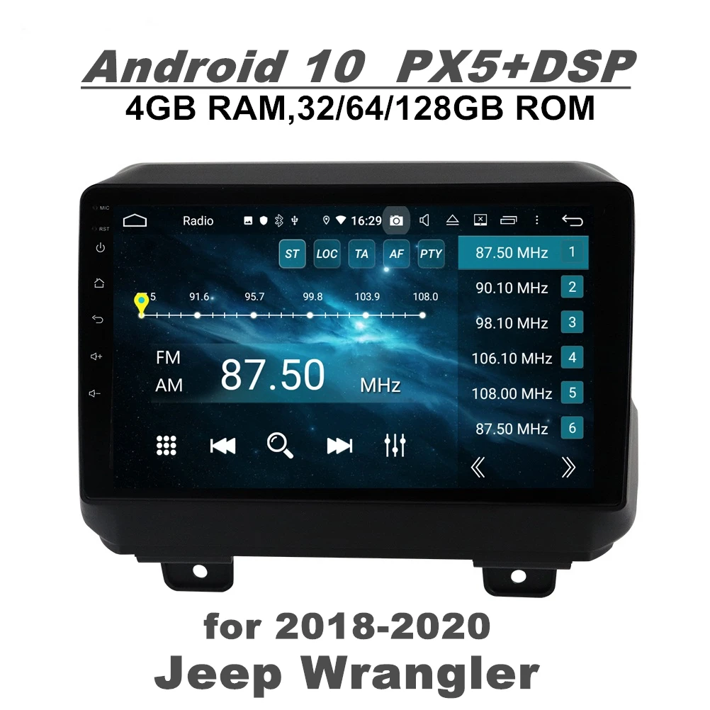 

DSP 4 Гб + 128 ГБ 9 дюймов PX5 Android 10 автомобильное Стерео Радио DVD GPS для Jeep Wrangler 2018 2019 2020 Bluetooth 5,0 Wi-Fi Easy Connect