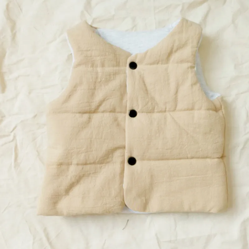 Детский хлопковый жилет 2018 новая Корейская льняная детская одежда на пуху