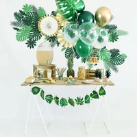 green palm leaf balloon jungle theme party decoration safari birthday party decoration tableware for hawaii party supplies