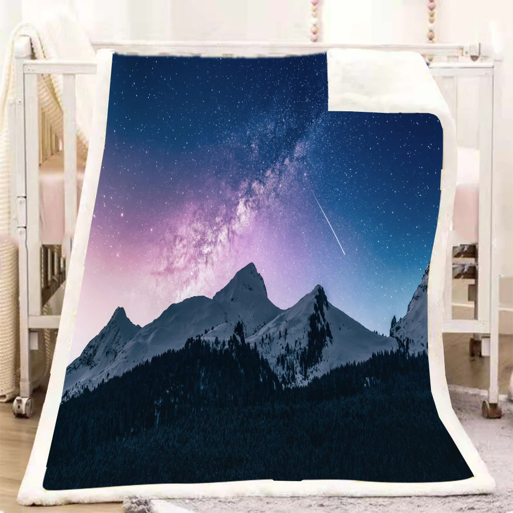 

Starry Sky Art Sherpa Blanket For Adults Sherpa Psychedelic 3D Printed Microfiber Wearable Blanket On Bed Sofa