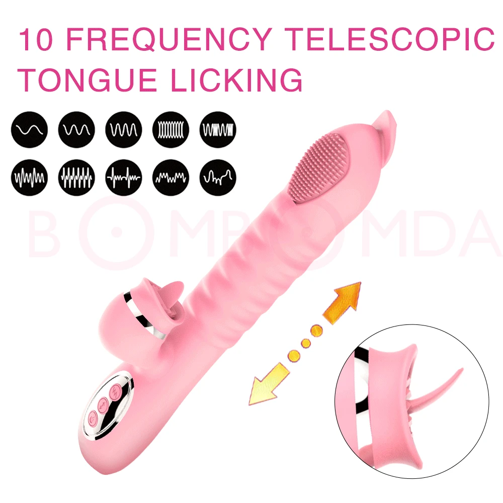 10 frequency Pulse Telescopic Heating Dildo Vibrator Tongue Licking Vagina G Spot Massage Clitoris | Красота и здоровье