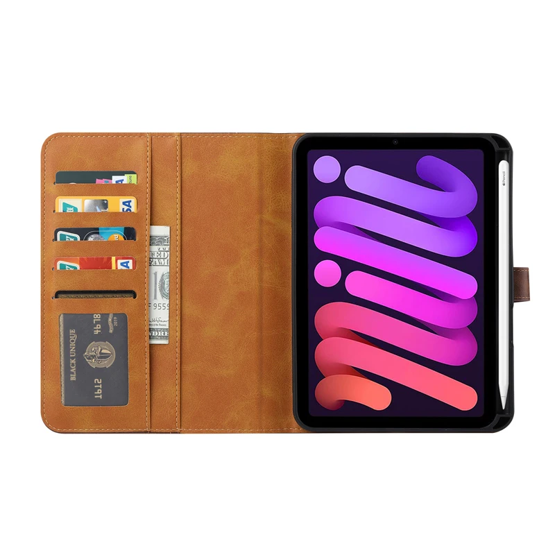 Чехол для iPad Mini 6 роскошный кожаный чехол-книжка планшета с отделением карт