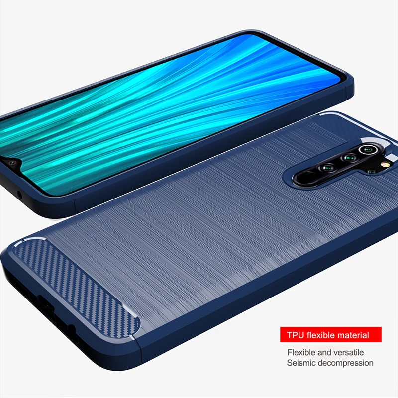 Для Xiaomi Redmi Note 8 Pro чехол противоударный матовый мягкий бампер из углеродного