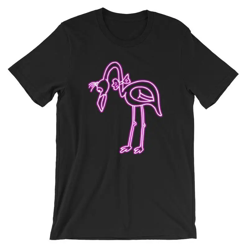 Неоновый Фламинго цыпленок животных милая рубашка унисекс | Ретро 80's