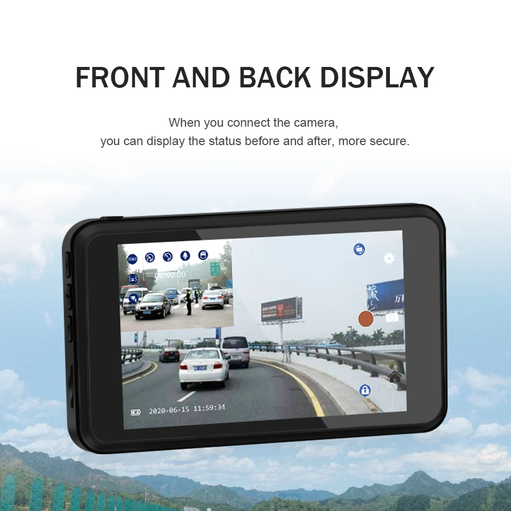Видеорегистратор для автомобиля Full HD 1080P 4 дюйма Dashcam двойная камера заднего вида