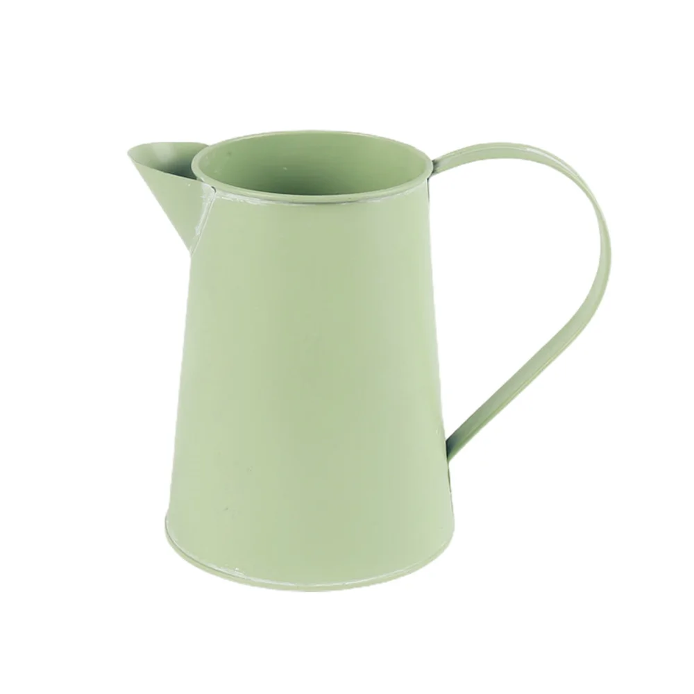 

Flower Pot Vase Eye-catching Novel Design Iron Home Decoration Green With Handle Tabke Ornament Metal Planter