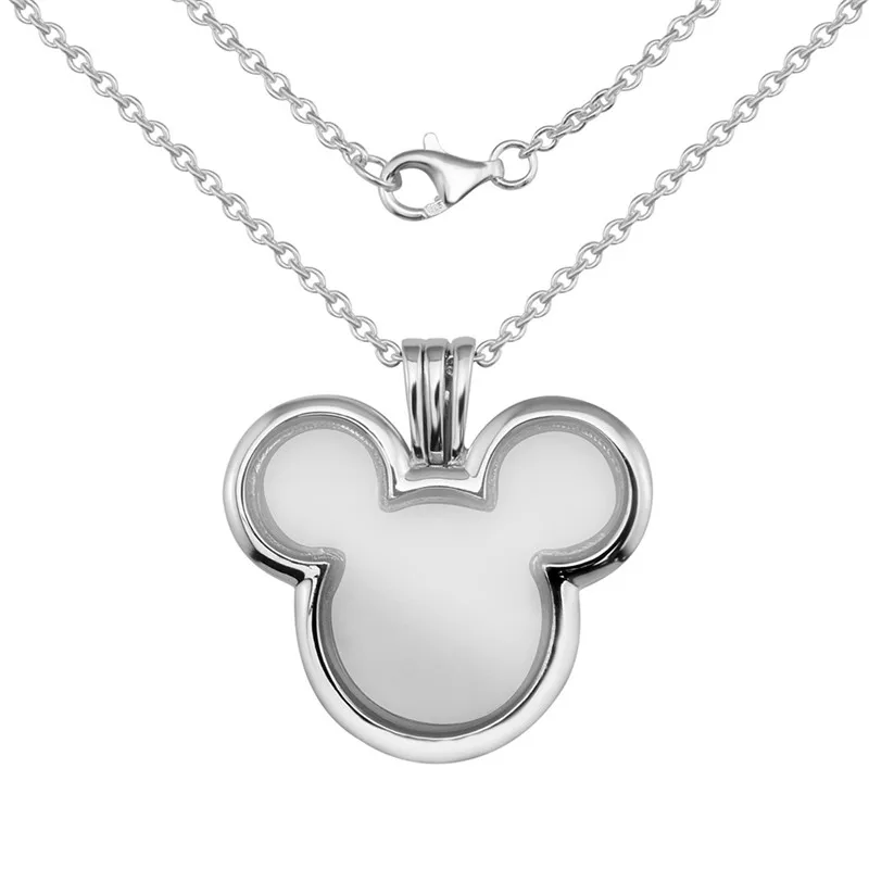 

Mouse Shape Floating Open Locket Pendant Necklaces 100% 925 Sterling Silver Jewelry Necklaces for Women Collier Chain Necklace