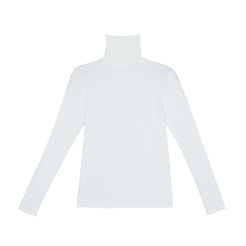 

New Elegant Women Autumn Winter high-necked plus velvet thick bottoming t shirt long-sleeved inner top slim t-shirt