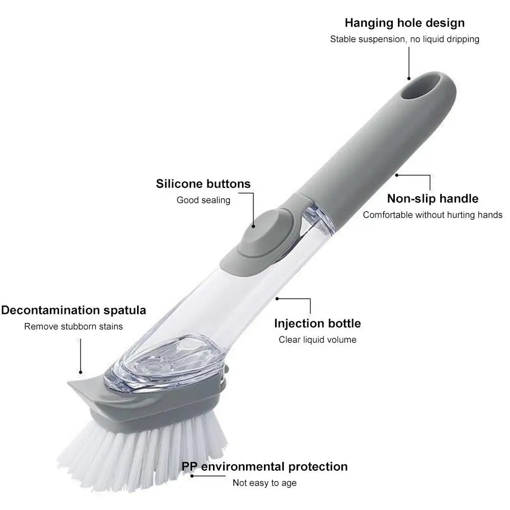Кухонная щетка для чистки водой с длинной ручкой двумя головками кистей
