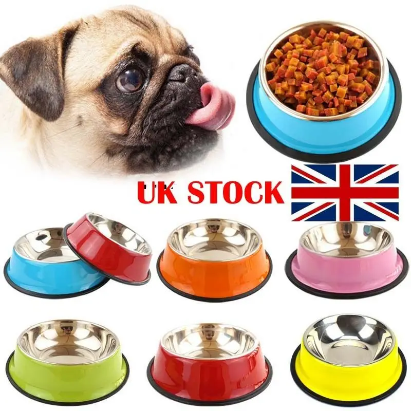 

Pets Feeding bowl Anti Skid Stainless Steel Travel Food Water cat dog bowls Dish For Dog Cat Puppy 6 Colors
