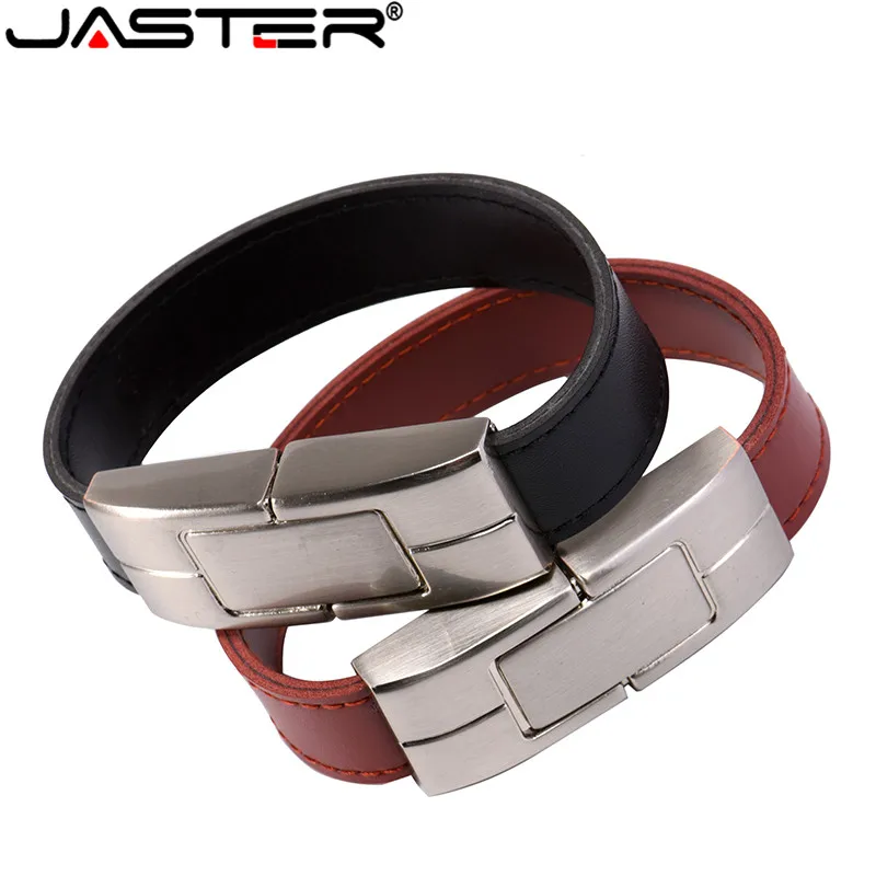 JASTER флеш-диск USB 2 0 64 Гб брелок из кожи и металла Pendrive creativo 32 ГБ 16 8 4 usb2.0 запястье |