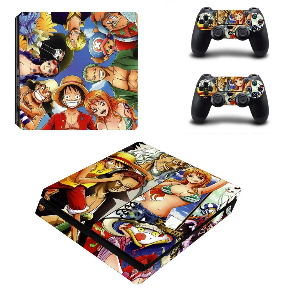 Аниме цельный стикер PS4 Slim Skin для консоли Sony Playstation 4 и 2 контроллера геймпад