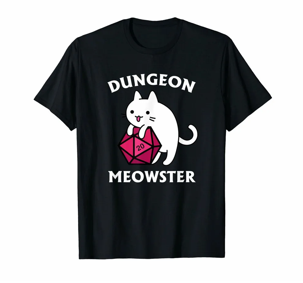 Забавная настольная футболка Dungeon Meowster Dnd геймерская с котом D20 новая модная