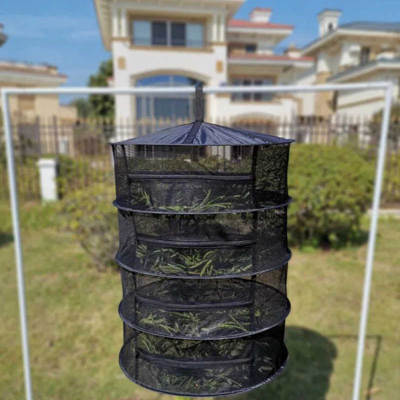 

2/4/6 Layers Herb Drying Mesh Net Foldable Fishing Hanging Dryer Bags Rack Zipper Net For Herbs Buds Beans U26
