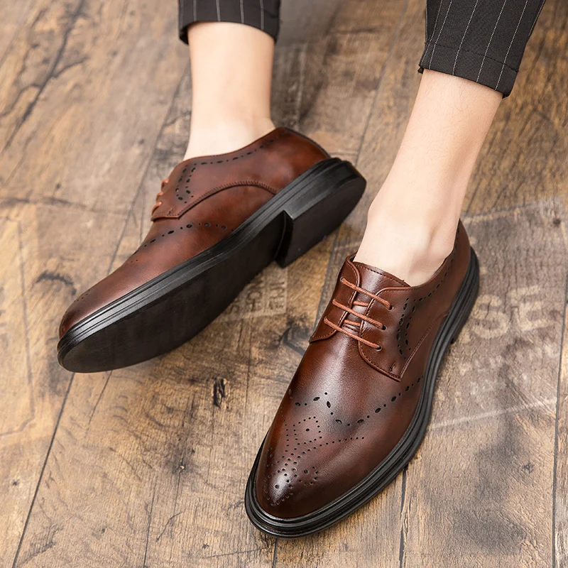 Мужские модельные туфли Дизайнерские деловые оксфорды на шнуровке Повседневные