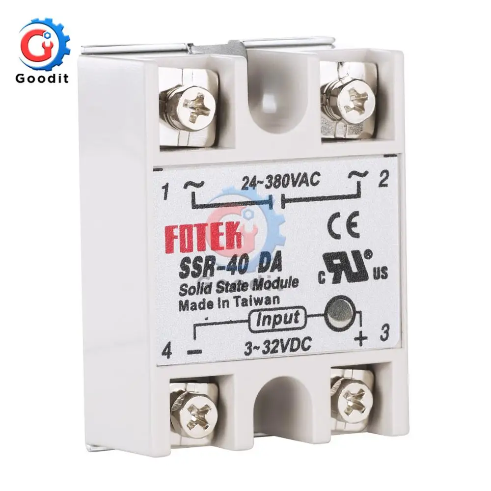 

5PCS/Lot SSR-40DA 40A Input 3-32V DC Output 24-380V AC Solid State Relay Module Single Phase Semi-Conductor Relay Shield Board