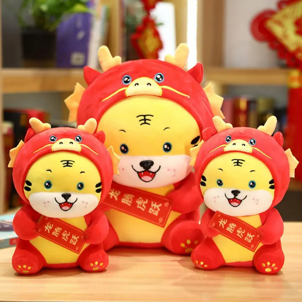 

WarmHome Stuffed Toy Adorable Anti-deform PP Cotton 2022 Chinese Red Tiger Plush Doll for Company Annual Meeting